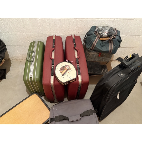 *Pick Up At Mantua Home-No Shipping Available*  Several Suitcases - 6 Total - 1 Small Bag with woman