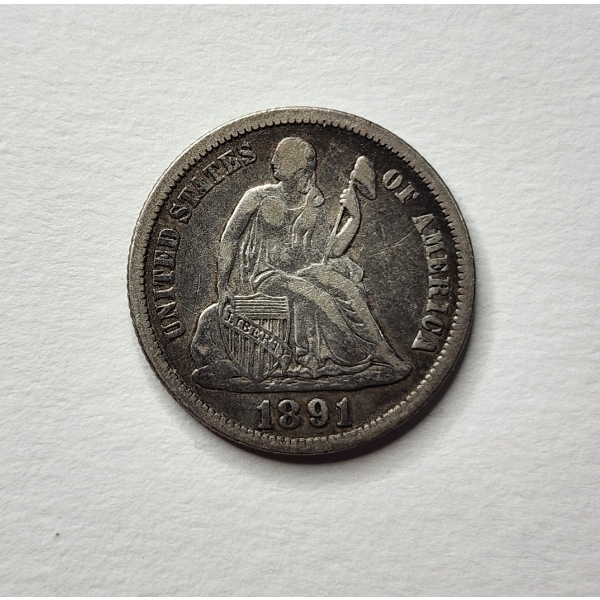 1891 Seated Liberty 90% Silver Dime ~ FINAL YEAR OF SEATED LIBERTY! ~ In Great Condition!
