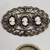 Image 5 : Vintage Black, White, And Peach Cameo Brooch Jewelry Set With Patty Token