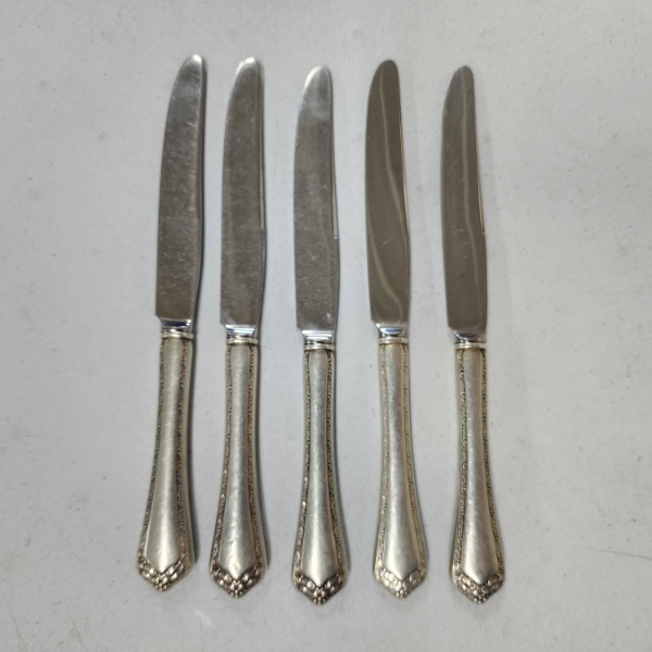 Five Sterling Silver Handled Butter Knives With Stainless Steel Blades ~ Total Weight 305.8 Grams