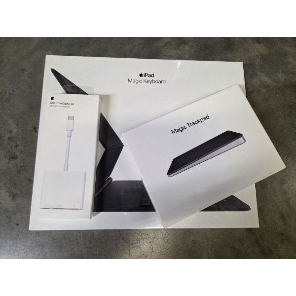 New Apple Items Including Ipad Magic Keyboard, Magic Trac Pad & USB-C AV Cord 
