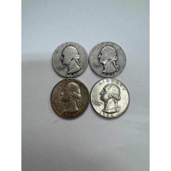 United States 90% Silver Quarters- $1.00 Face Value - Assorted Dates- Wonderful Condition