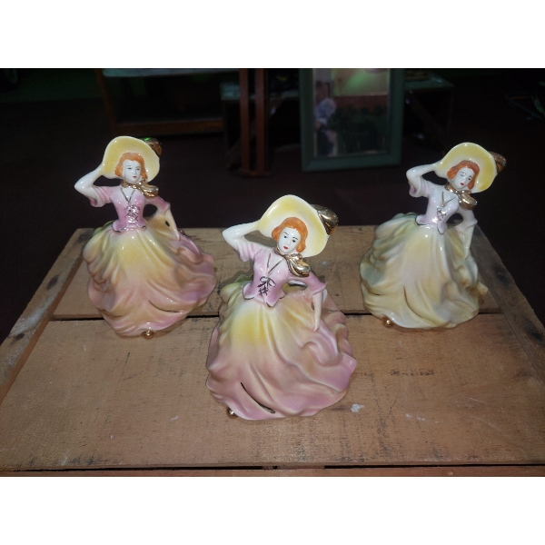 3 Pc Antique Planters (Dancing Ladies) As Shown