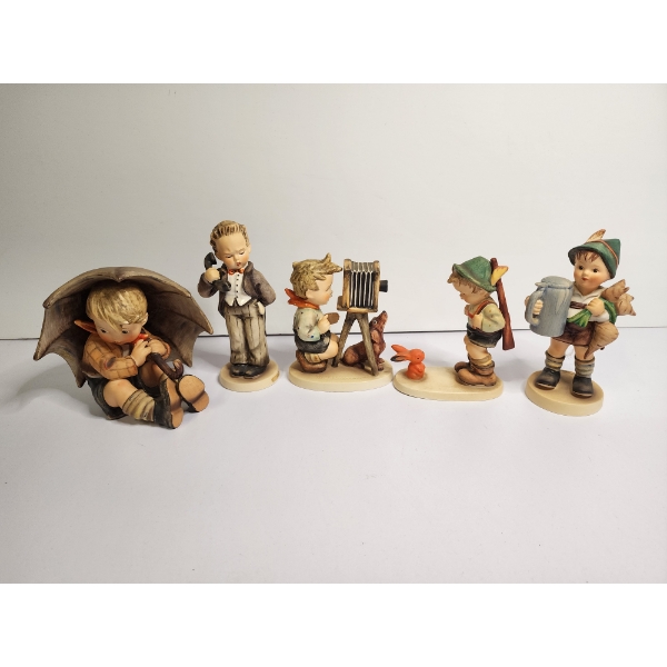 Lot of 5 Hummel Goebel Porcelain Figurines ft. Rare "The Photographer" #178 & "Umbrella Boy"