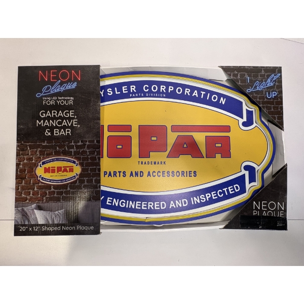 Mopar Neon Light-Up Plaque Garage Sign-LED, 20"x12"