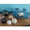 Image 2 : 14" Art Glass Hand Blown Ruffled Edge Bowl With Decorative Balls As shown