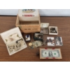 Image 1 : Assorted Collectibles in Vintage Cigar Box - Including Costume Jewelry, Sports Cards, Tokens, & More
