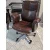 Image 2 : PICKUP IN NORTHFIELD - Nice Leather Office Chair As Shown With Glass Floor Protector - Excellent