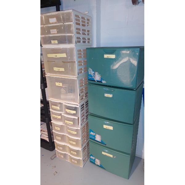 Two (2) Plastic Stackable Storage Bins As Pictured