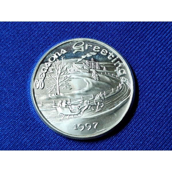 1997 Season's Greetings Silver Round - 1 Troy oz .999 Fine Silver 