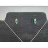 Image 2 : Nice Matching Set of 10K Gold w/ Emerald-Colored Stones Stud Earrings and ~16in Necklace TW: 3.6g