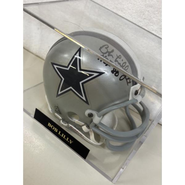 Bob Lilly Autographed Dallas Cowboys Mini Helmet in Storage Cube - HOF '80 - Riddell Helmet