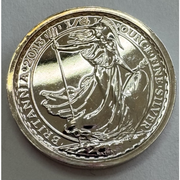 2013 1/4 Oz .999 Fine Silver Britannia Coin - Queen Elizabeth - Beautiful Condition!