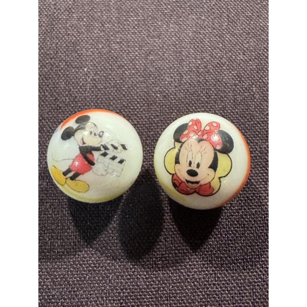 Rare Vintage Mickey & Minnie Mouse Disney Advertising Marbles - Exceptional Condition