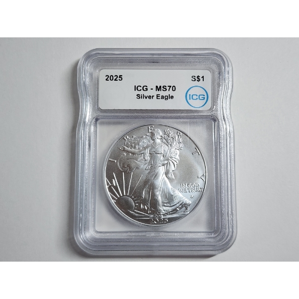 2025 Silver American Eagle ICG MS 70 1 oz .999 Silver