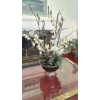 Image 1 : Antique Brass Mounted Porcelain Plant Stand & Beautiful Floral Display 29" Tall Overall Stand 14x15