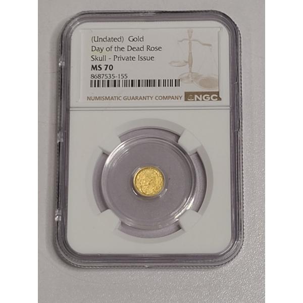 NGC MS 70 Gold Day of the Dead Rose 1/200th Gold  - Skull - Private Issue - Graded Coin