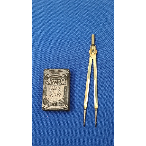 Vintage Oswald Jaube's Jiffy Letterpress Printing Block & Vintage Brass Proportional Divider