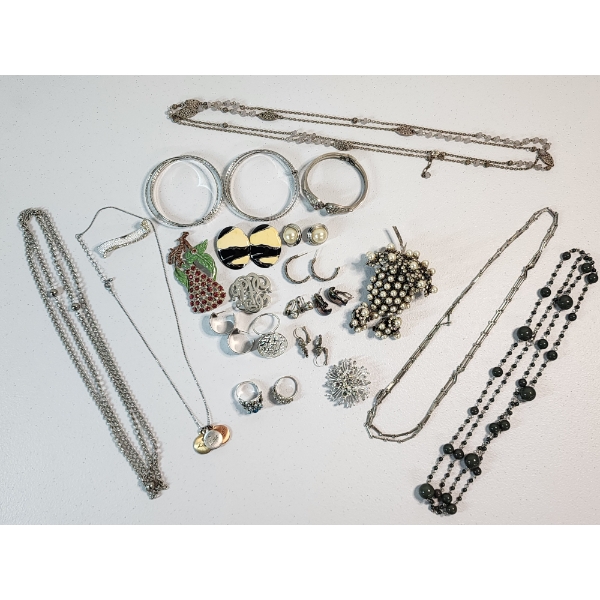 Assorted Costume Jewelry: Necklaces, Pins, Earrings, Bracelets
