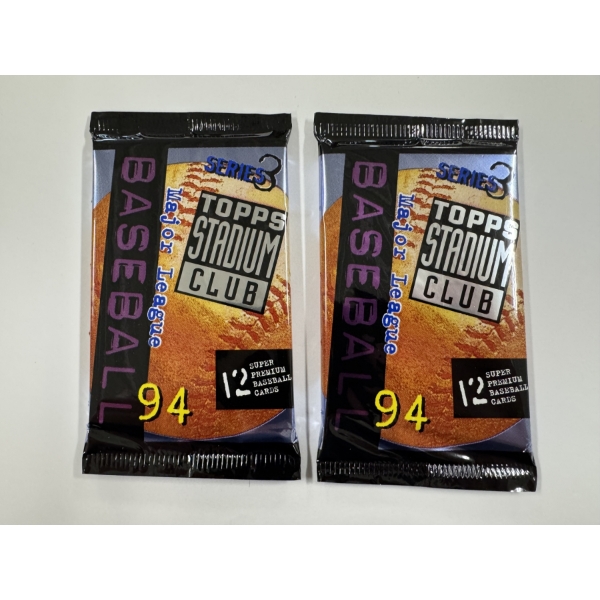 2 - 1994 Stadium Club Baseball Wax Packs - Unopened & Factory Sealed - Possible A Rod & Big Cards