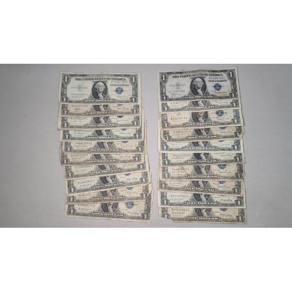 Lot Of (20) Assorted Series United States $1 Silver Certificates - Face Value: $20.00