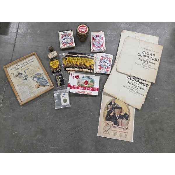 Interesting Large Vintage Tobacco Packaging And Collectables 