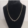 Image 1 : Vintage 14K Yellow Gold Herringbone 16" Chain Necklace With Bezel-set Round Diamond - Weight: 6.0g