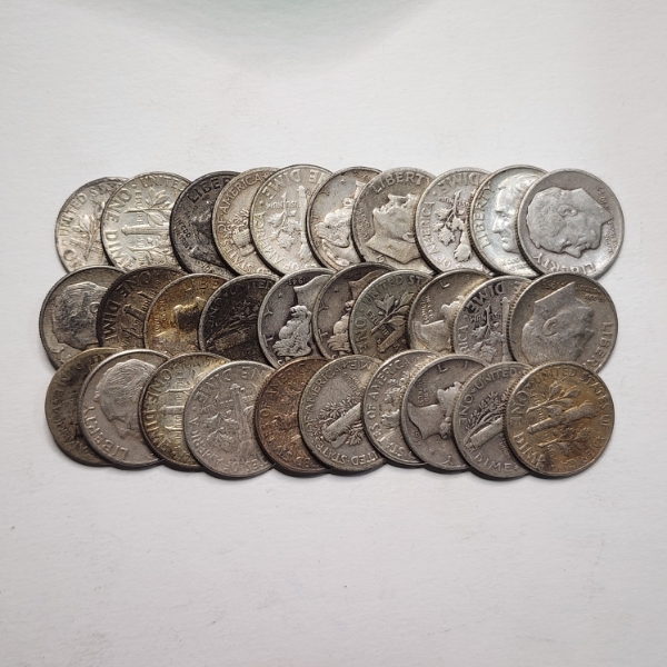 $3.00 Face Value in Assorted 90% Silver United States Dimes Ft. Mercury & Roosevelt Dimes