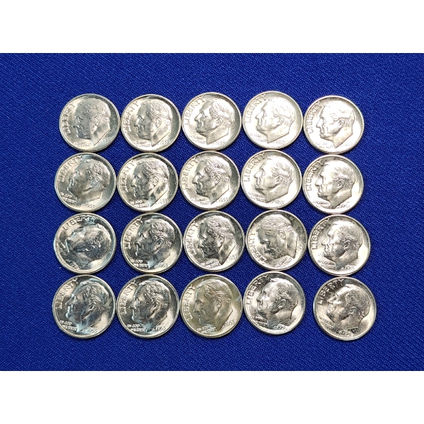 x20 Brilliant Uncirculated Roosevelt Dimes - 90% Silver - FV: $2.00