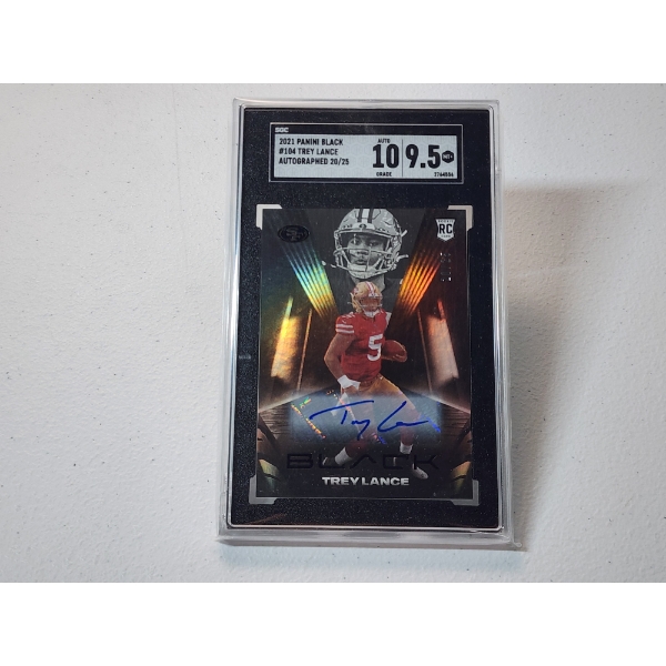 2021 Panini Black #104 Trey Lance Autographed 20/25 Rookie Card; SGC Autograph 10; Card 9.5