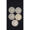 Image 1 : (5) 1942 Jefferson Wartime 35% Silver Nickels - Face Value: $0.25