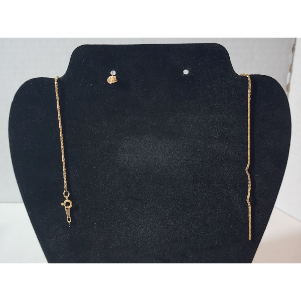 14K Yellow Gold 18" Chain Necklace & One 14K Gold Earring TW: 4.2g