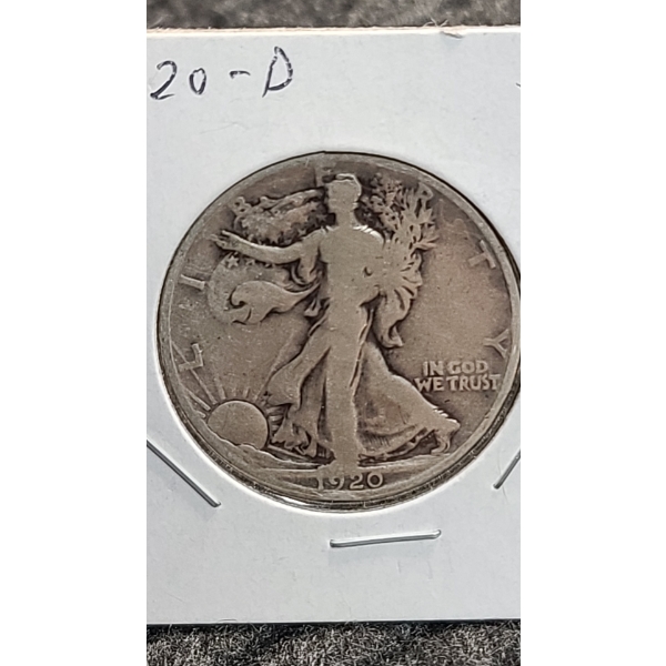 1920- D Walking Liberty 90% Silver Half Dollar