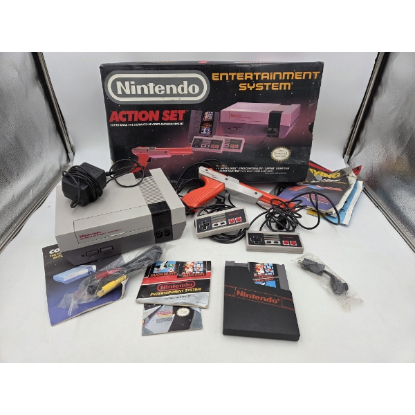Excellent Original Nintendo Game System With Original Box, 2 Controllers, Zapper Gun, AC Adaptor, Ga