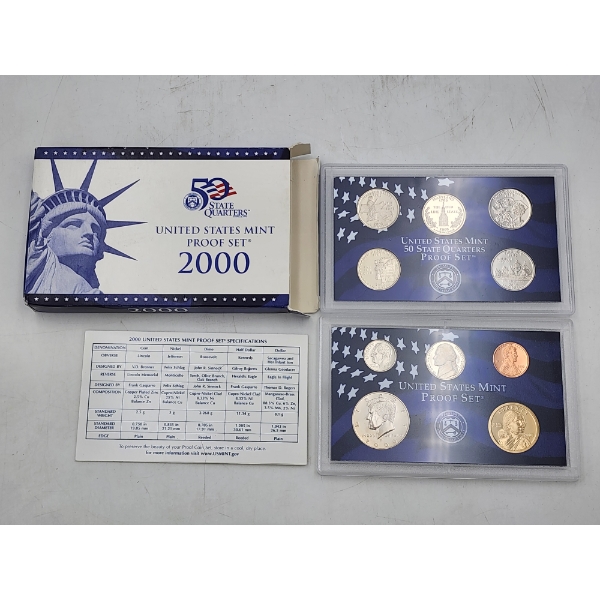 2000 United States Mint Proof Set with Box and CoA