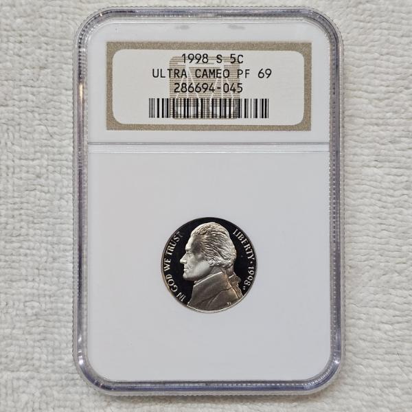 1998-S Jefferson Nickel Graded PF-69 UC per the Numismatic Guaranty Company