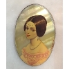 Image 1 : Vintage Russian Hand-painted Fedoskino Style Minature Portrait On Mother Of Pearl Brooch