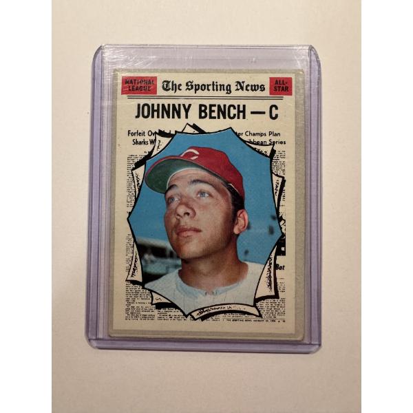 1970 Topps Johnny Bench Sporting News All-Stars Baseball Card In Protective Holder - Incredible Card
