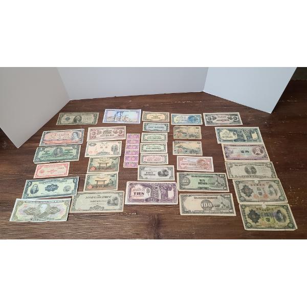 Large Lot Of Foreign Currency Notes & $1 Silver Certificate Series 1928 B