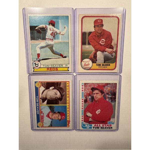 4 - Vintage Tom Seaver Topps & Fleer Baseball Cards In Protective Holders - Mint Condition