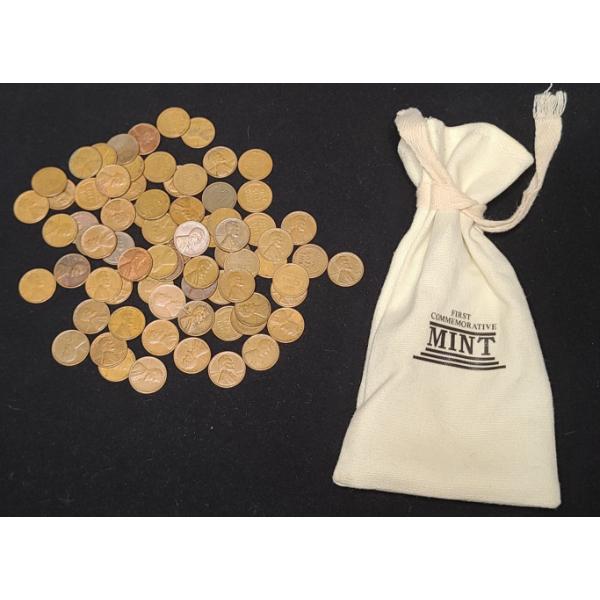 Assorted Unsearched Wheat Pennies With Commemorative Mint Coin Bag - Face Value: $0.76