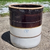 Image 1 : Vintage 10 Gallon Stoneware Crock Ft. Blue Heart Stamp With 10 Mark ~ Likely from Burley & Winter