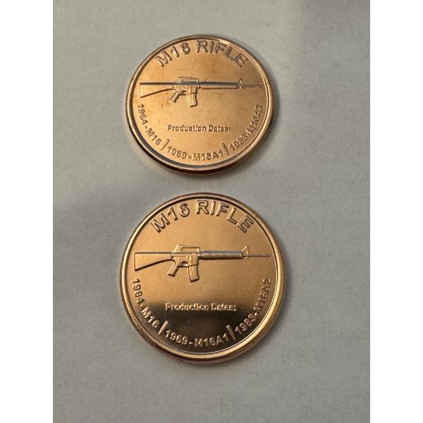 M-16 Military Rifle .999 Fine Copper Troy Ounce Coin - Mint Condition - Exceptional Coin