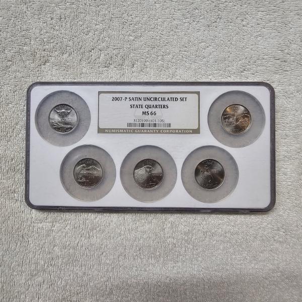 NGC MS66 2007-P Satin Uncirculated State Quarters 5-Coin Set