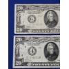 Image 4 : 2 $20 Dollar Bills: 1934- A $20 Federal Reserve Note and 1928 $20 Federal Reserve Note - FV; $40