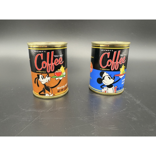 Vintage Disney's Mickey "Really Swell" Coffee tins with Mickey & Goofey - Disney Blend & Hazelnut 