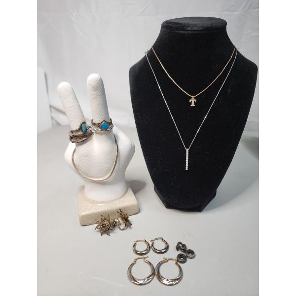Assorted Sterling Silver Jewelry Including Rings, Necklaces, Bracelet, Earrings TW: 36.1g