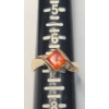 Image 8 : 14K Gold Ring With Princess-Cut Orange Stone & Clear Accent Stone - Size 7 - Weight: 5.1g