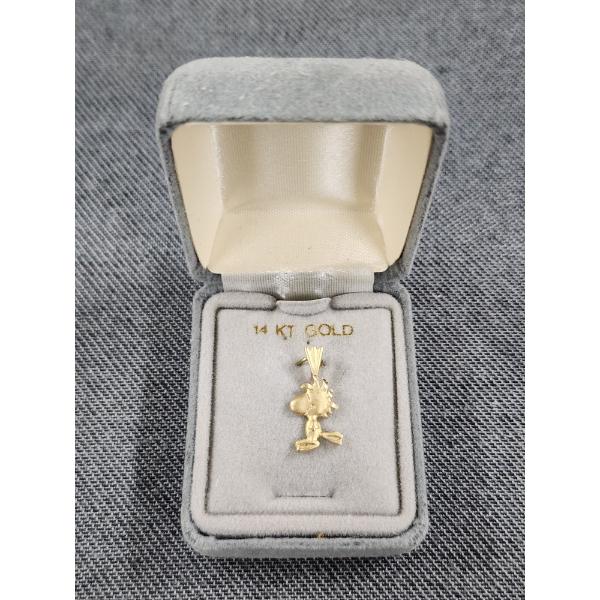 14K Gold Woodstock Pendant Weighing 1 Gram - An Incredible Snoopy Charm!