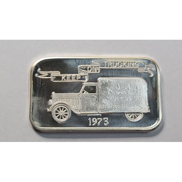Vintage 1973 Mother Lode Mint "Keep On Trucking" 1 Troy Ounce .999 Fine Silver Bar